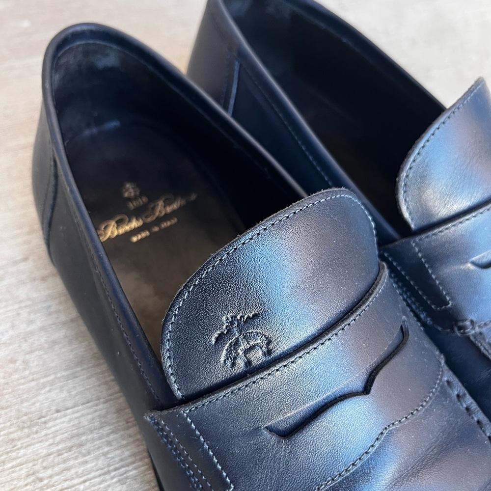 Brooks Brothers Navy Leather Loafers 9.5 - Picture 2 of 7
